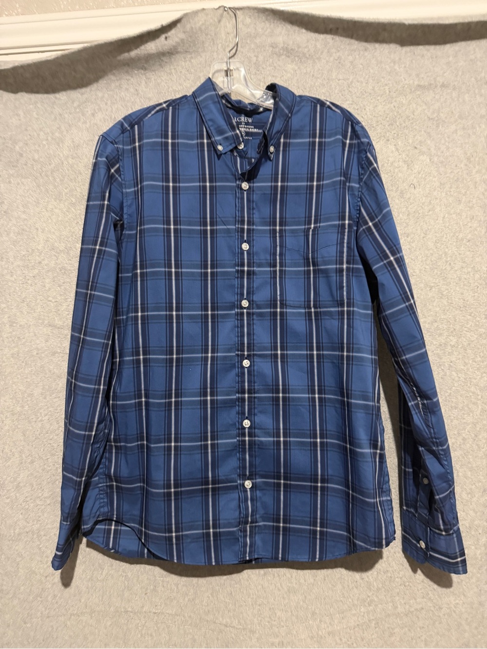 J.CREW Offshore Performance Men's M Blue Plaid Woven Long Sleeve Button-Up Shirt